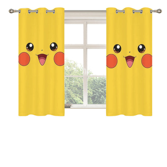Pokemon Pikachu Face Peach Skin Window Curtains