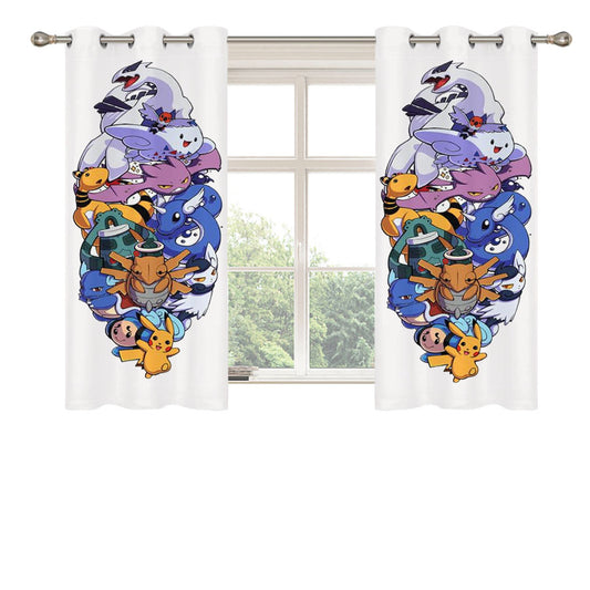 Pokemon Pikachu Friends Peach Skin Window Curtains