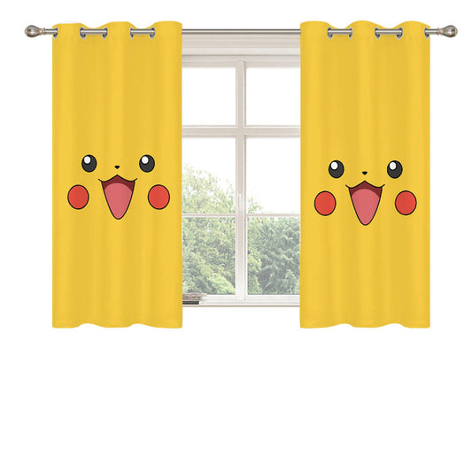Pokemon Pikachu Happy Face Peach Skin Window Curtains