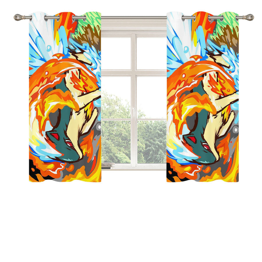 Pokemon Quilava Attacks Peach Skin Window Curtains