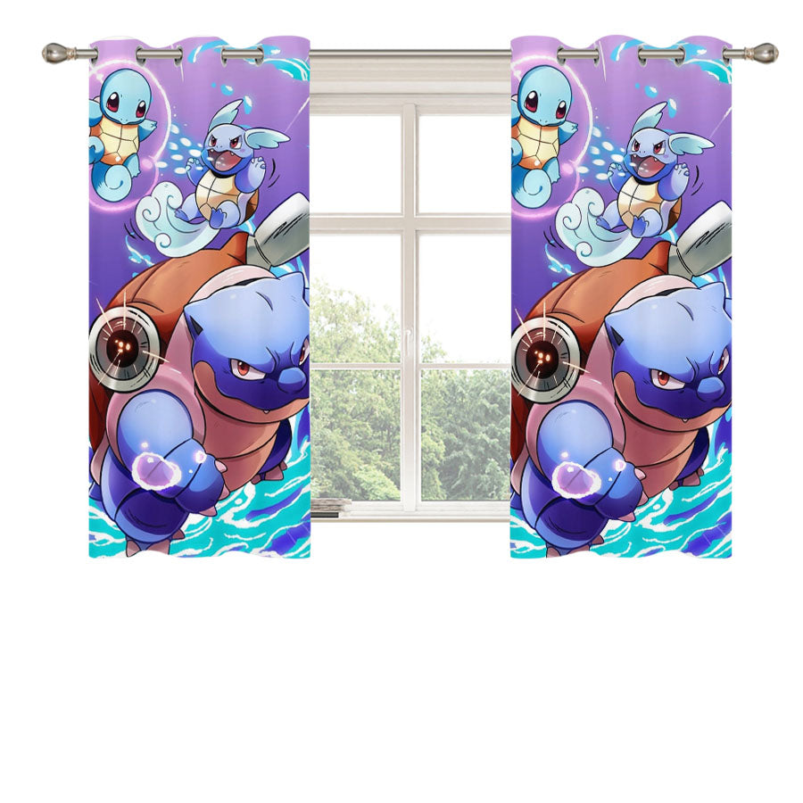 Pokemon Squirtle Line Evolve Peach Skin Window Curtains