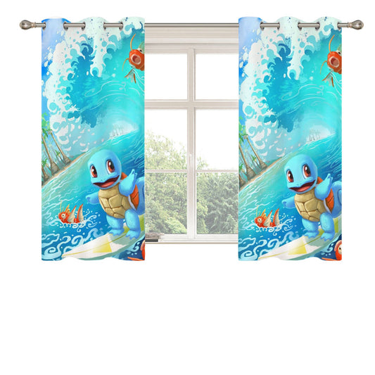 Pokemon Surfing Squirtle Peach Skin Window Curtains