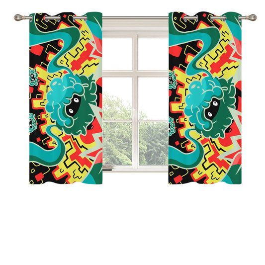 Pokemon Tangela Doodle Art Peach Skin Window Curtains