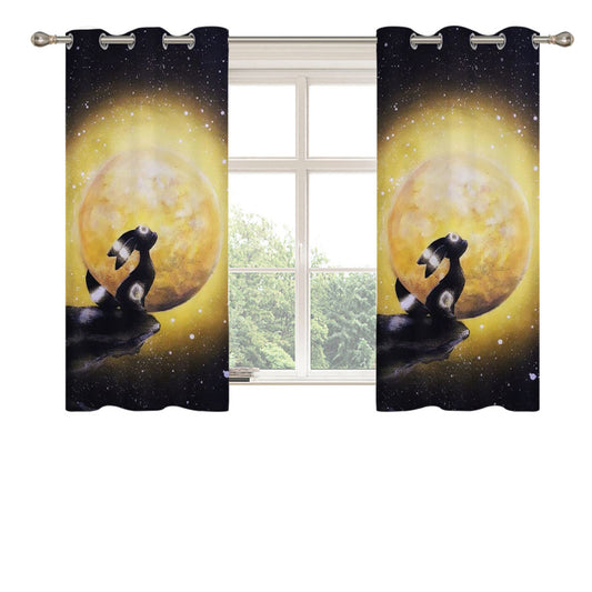 Pokemon Umbreon Under The Moon Art Peach Skin Window Curtains
