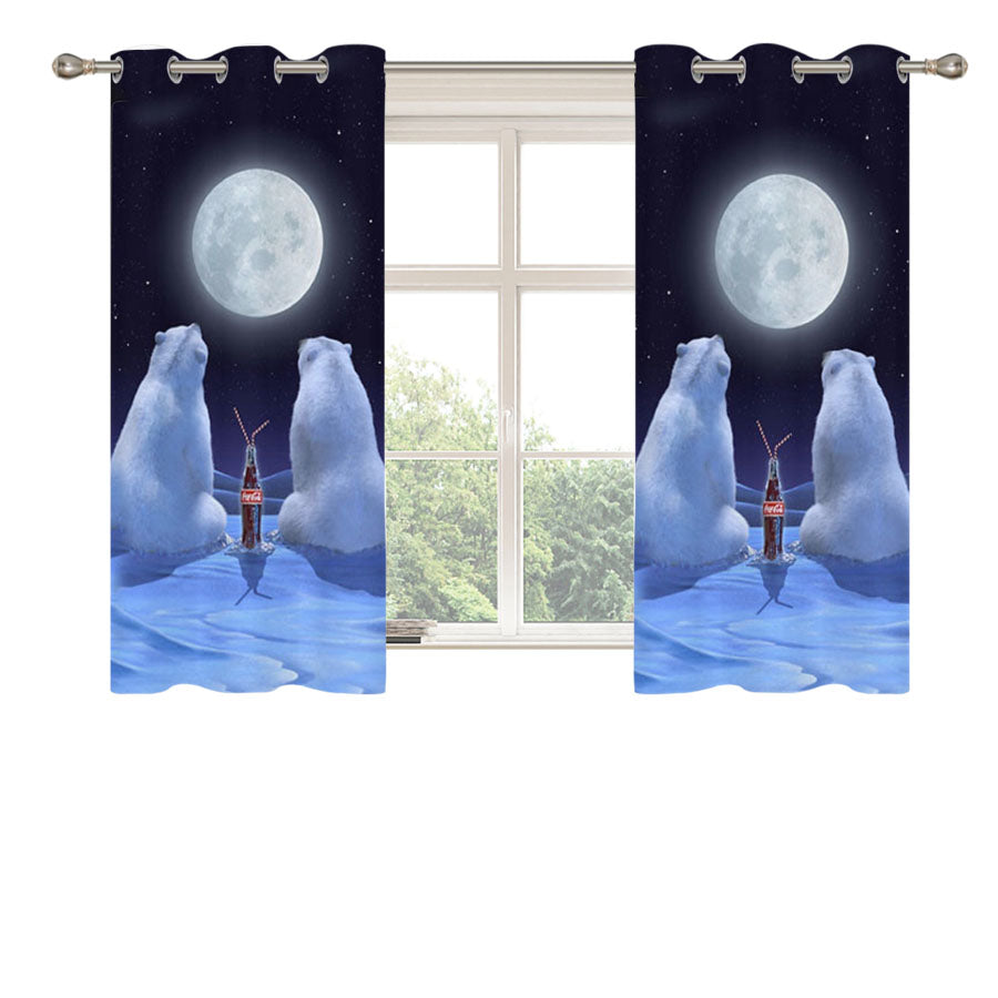 Polar Bears Coca Cola Peach Skin Window Curtains