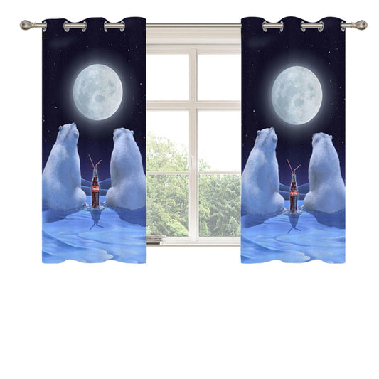 Polar Bears Coca Cola Peach Skin Window Curtains