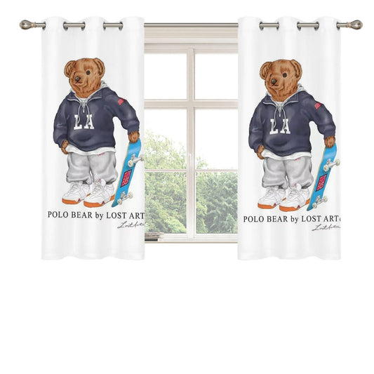 Polo Bear Skate Peach Skin Window Curtains