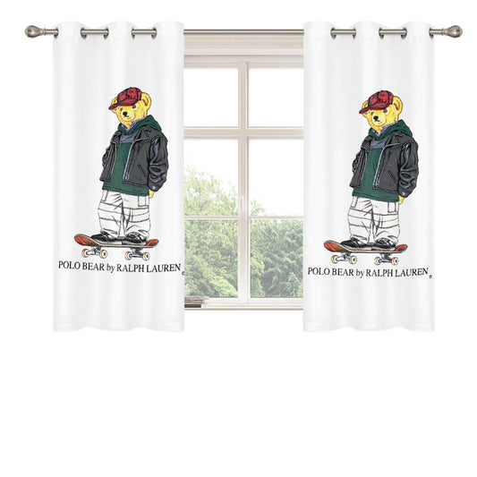 Polo Bear Skateboard Snowboard Peach Skin Window Curtains