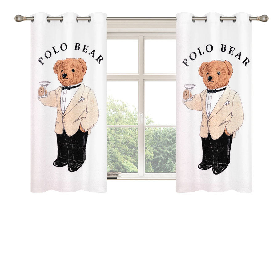 Polo Bear White Suit Peach Skin Window Curtains