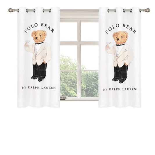 Polo Bear White Suit Tuxedo Peach Skin Window Curtains
