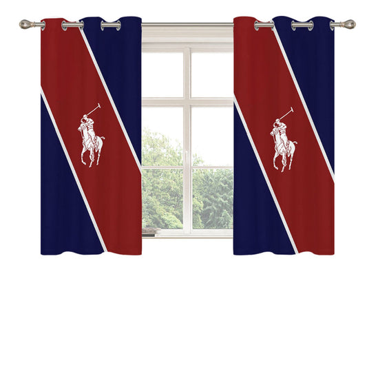 Polo Ralph Lauren Stripe Logo Peach Skin Window Curtains