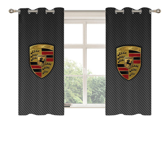 Porsche Badge Logo Peach Skin Window Curtains