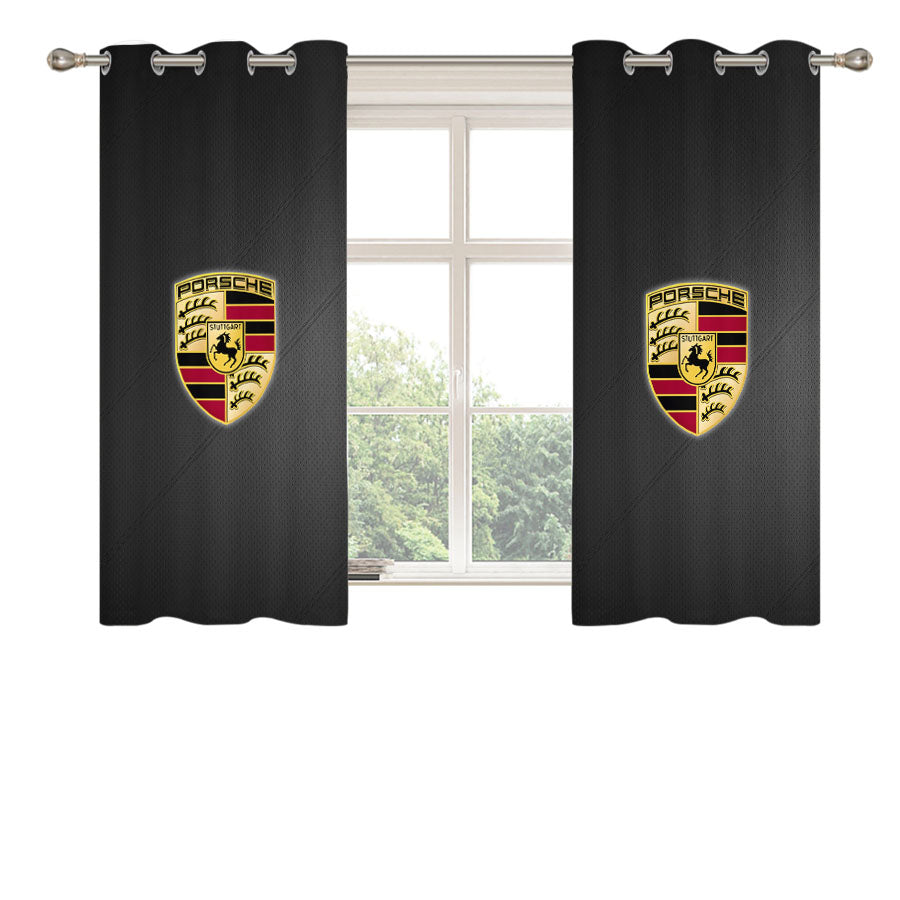 Porsche Logo Leather Peach Skin Window Curtains