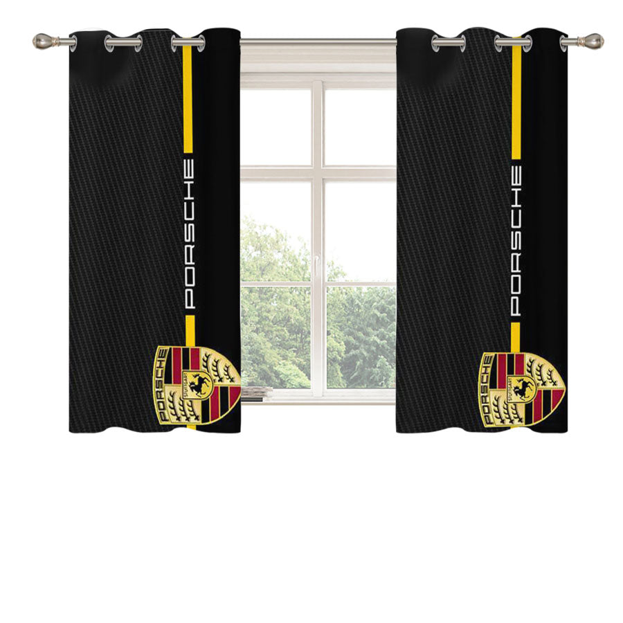 Porsche Stripe Carbon Peach Skin Window Curtains