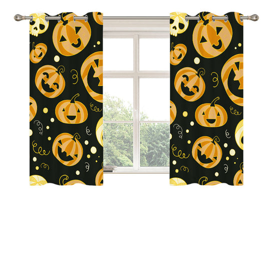 Pumpkins Pattern Halloween Peach Skin Window Curtains