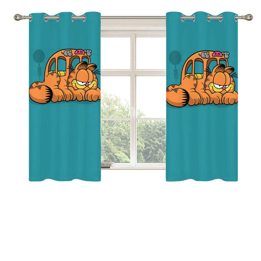 Puss Garfield Meow Bus Peach Skin Window Curtains