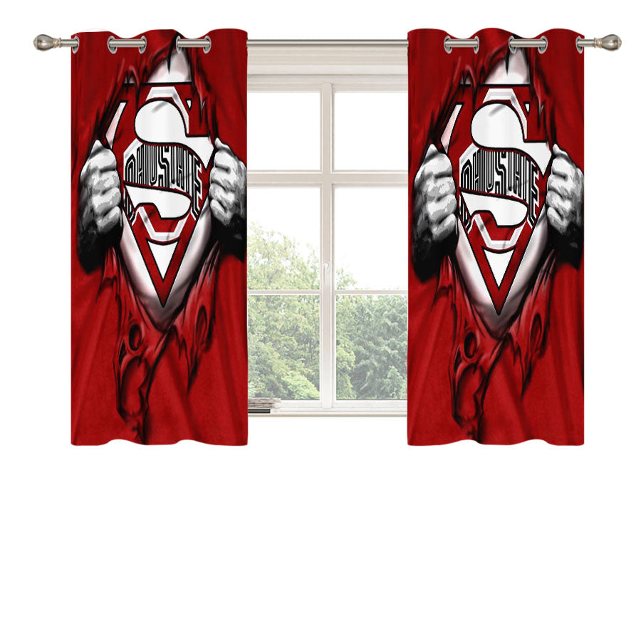 Red Ohio State Heroes Peach Skin Window Curtains
