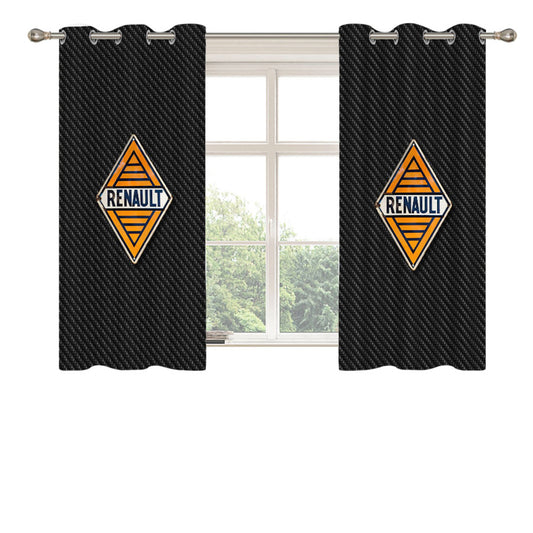 Renault Vintage Logo Carbon Fiber Peach Skin Window Curtains