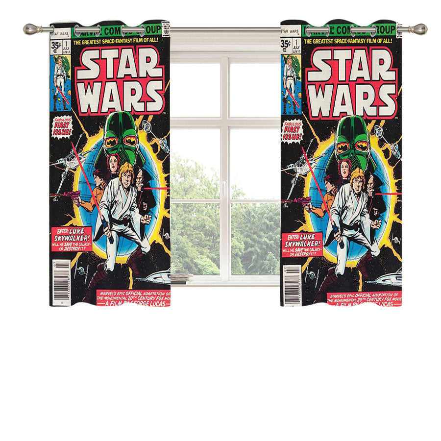 Retro Star Wars Comic Peach Skin Window Curtains