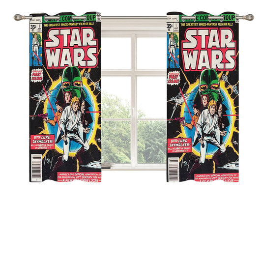 Retro Star Wars Comic Peach Skin Window Curtains