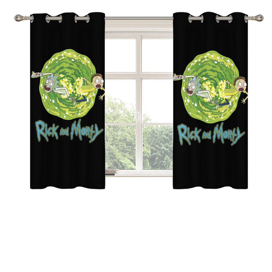 Rick And Morty Peach Skin Window Curtains
