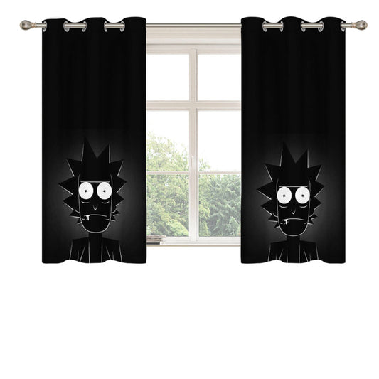 Rick And Morty Black White Wallpaper Peach Skin Window Curtains