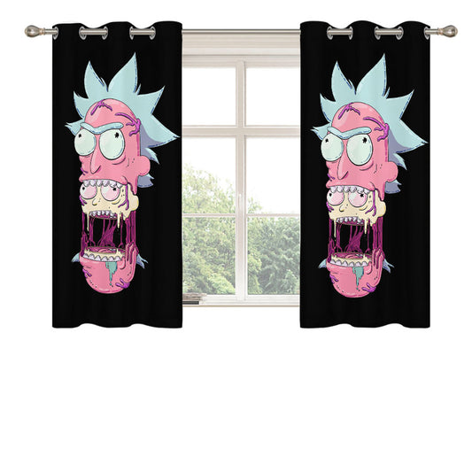 Rick And Morty Illustration Peach Skin Window Curtains