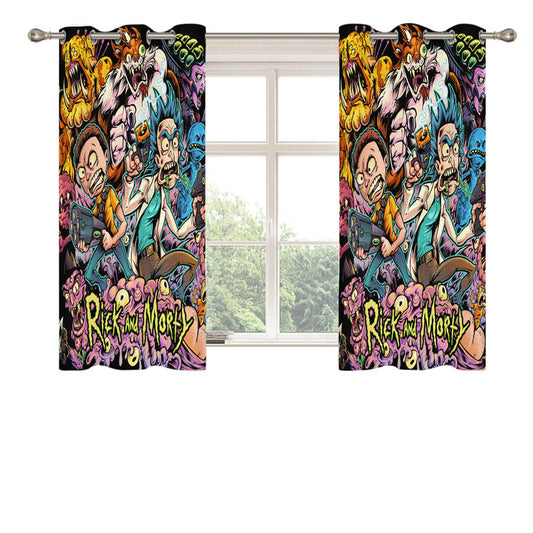 Rick And Morty Monster Hunter Peach Skin Window Curtains