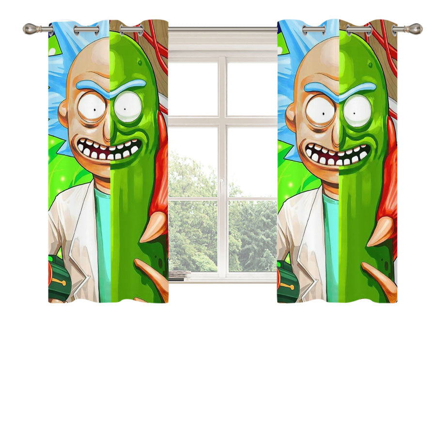 Rick Pickle Rick And Morty Peach Skin Window Curtains