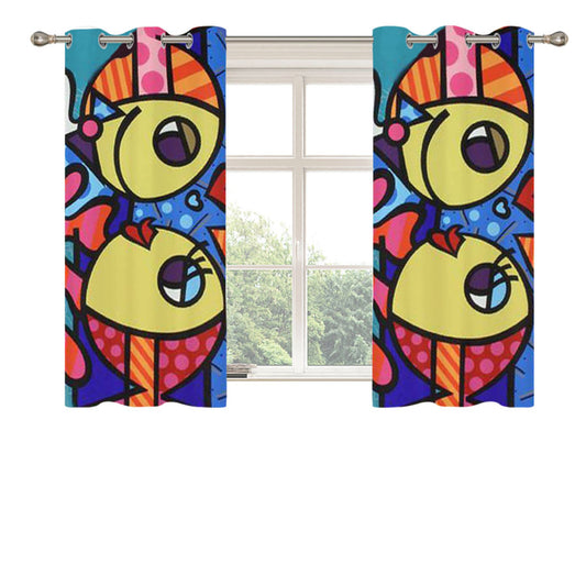 Romero Britto Fish Peach Skin Window Curtains