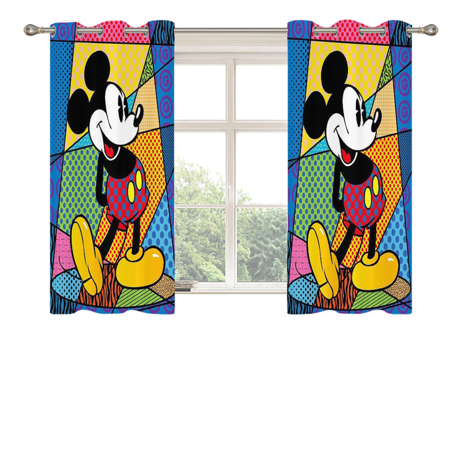 Romero Britto Mickey Mouse Peach Skin Window Curtains