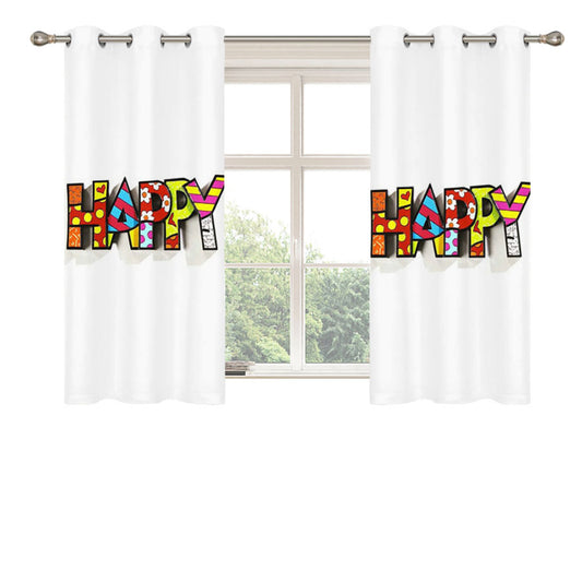 Romero Britto Pop Happy Peach Skin Window Curtains