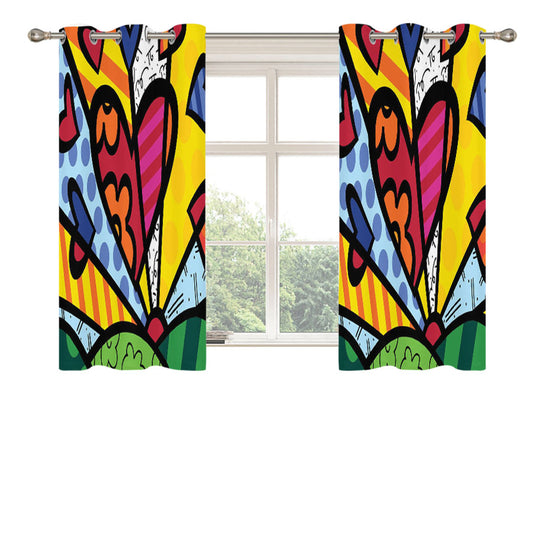 Romero Britto Pop Hearts Wallpaper Peach Skin Window Curtains