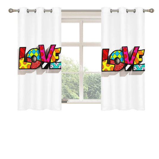 Romero Britto Pop Love Peach Skin Window Curtains