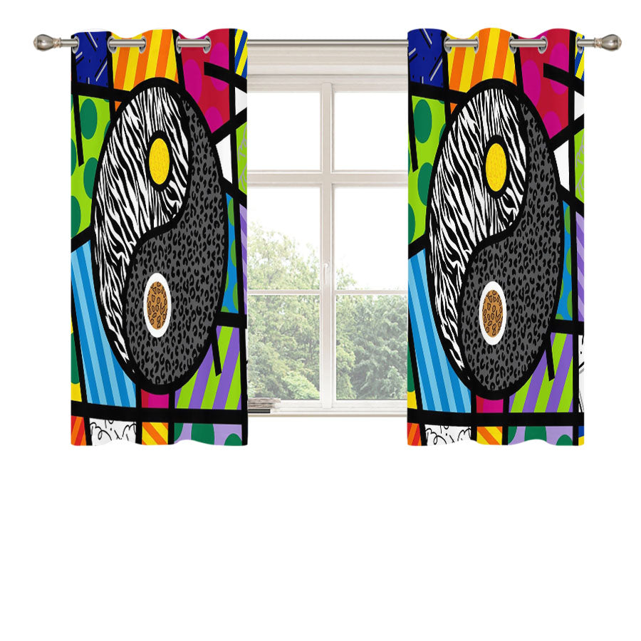 Romero Britto Yin Yang Wallpaper Peach Skin Window Curtains