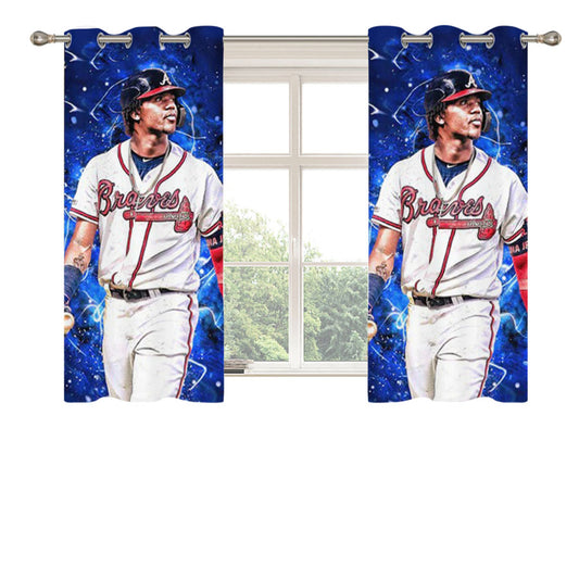 Ronald Acuna Jr Atlanta Braves Baseball Peach Skin Window Curtains