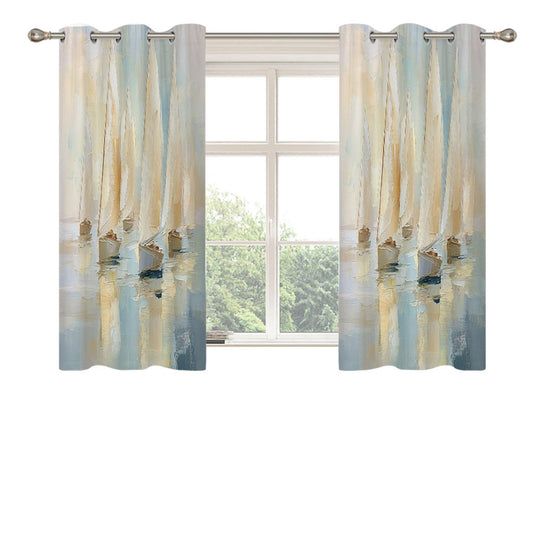 Sailboat Peach Skin Window Curtains