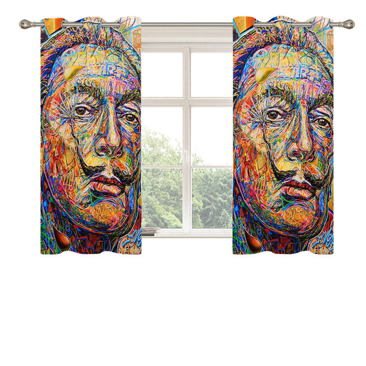 Salvador Dali Potrait Peach Skin Window Curtains