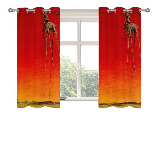 Salvador Dali The Elephants Peach Skin Window Curtains