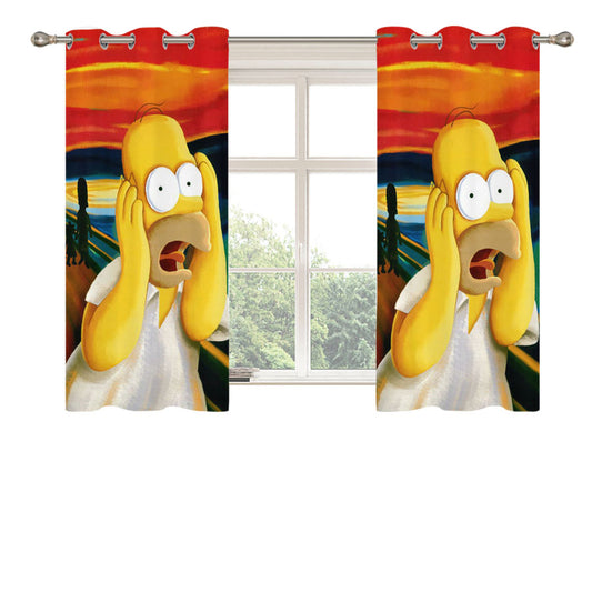 Scary Painting Scream Homer J Simpsons Peach Skin Window Curtains