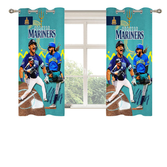 Seattle Mariners Peach Skin Window Curtains