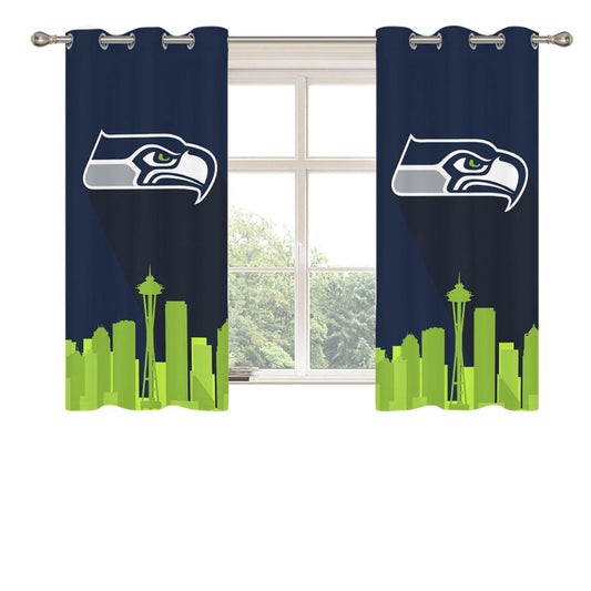 Seattle Seahawks Logo Peach Skin Window Curtains
