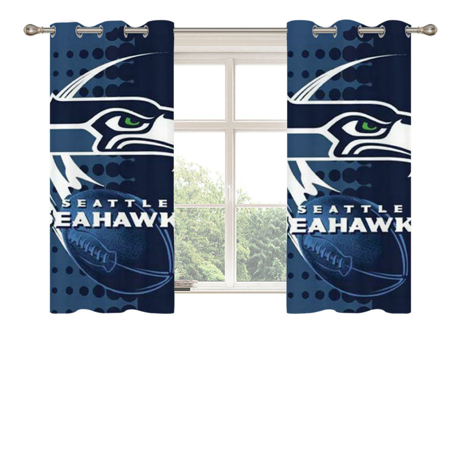 Seattle Seahawks Over Dots Peach Skin Window Curtains