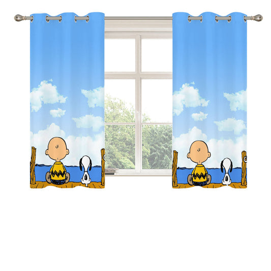 Snoopy And Charlie Brown Friends Peach Skin Window Curtains