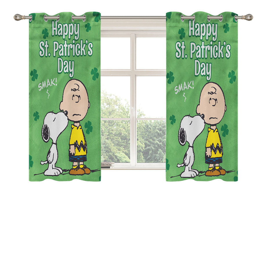 Snoopy And Charlie Brown St Peach Skin Window Curtains
