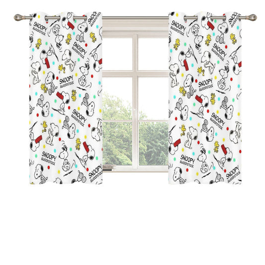 Snoopy And Woodstock Peach Skin Window Curtains
