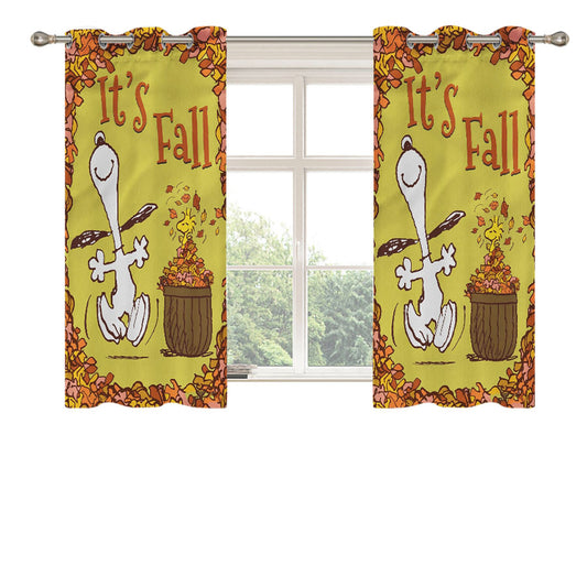 Snoopy And Woodstock Fall Peach Skin Window Curtains