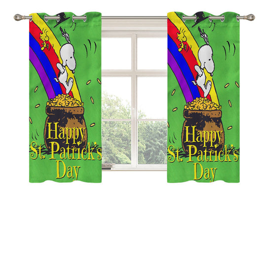 Snoopy And Woodstock St Patricks Day Pot Of Gold Peach Skin Window Curtains