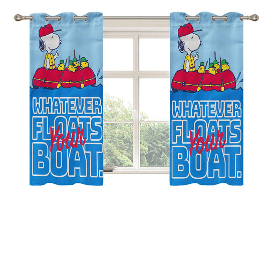 Snoopy And Woodstock Summer Peach Skin Window Curtains