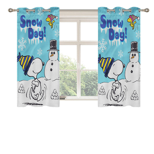 Snoopy And Woodstock Winter Peach Skin Window Curtains